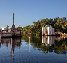 Vizcaya Garden view over a river. Links to Tangible Personal Property